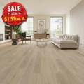 Living room with vinyl flooring and a sale sign overlay